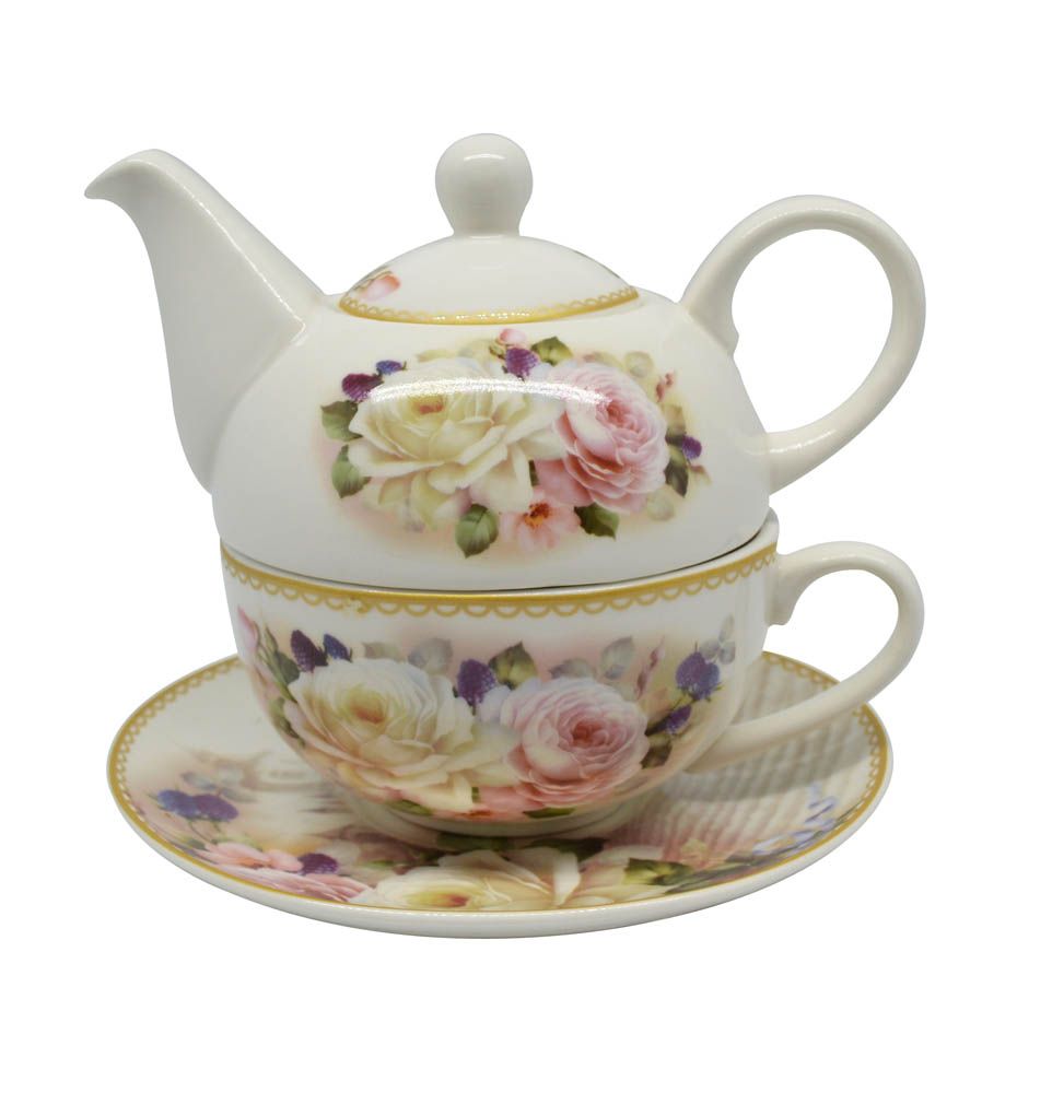 ΣΕΤ ΤΣΑΓΙΕΡΟ BONE CHINA ΤΡΙΑΝΤΑΦΥΛΛΑ 16x14εκ.ANKOR