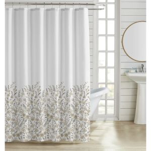 ΚΟΥΡΤΙΝΑ ΜΠΑΝΙΟΥ ΠΟΛΥΕΣΤΕΡΙΚΗ 180x180εκ 90gsm ΜΕ 12 ΚΡΙΚΟΥΣ ΛΟΥΛΟΥΔΑΤΟ ΣΧΕΔΙΟ ΣΕ ΓΗΙΝΟΥΣ ΤΟΝΟΥΣ ANKOR