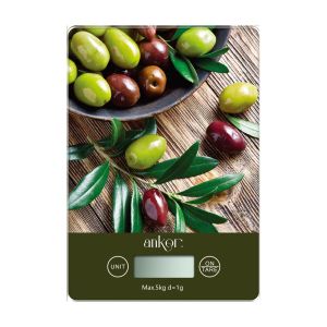 ΖΥΓΑΡΙΑ ΗΛΕΚΤΡΟΝΙΚΗ 5kg ΓΥΑΛΙΝΗ ΕΛΙΕΣ 15x21,5x1,6 εκ. ANKOR