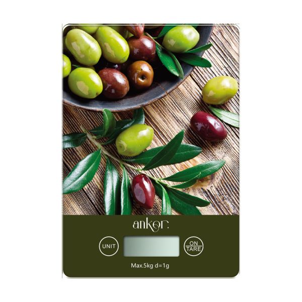 ΖΥΓΑΡΙΑ ΗΛΕΚΤΡΟΝΙΚΗ 5kg ΓΥΑΛΙΝΗ ΕΛΙΕΣ 15x21,5x1,6 εκ. ANKOR